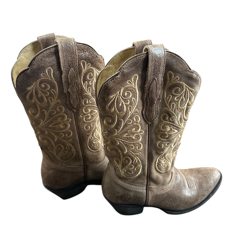 Ariat Women’s 6.5B Heritage Western R Toe Cowboy Boots Brown Distressed Leather